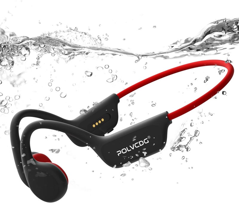 POLVCDG Swimming Headphones,IPX8 Waterproof Bone Conduction Headphones,32GB Memory Open Ear Headphones with Mic,Wireless Earphones Underwater Sport Earbuds for Workout Running Cycling Gift - Image 1